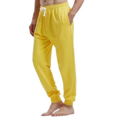 AMY COULEE Men's Workout Pants Active Sports Drawstring Sweatpants with Pockets (Yellow, XXL)