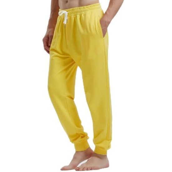 AMY COULEE Men's Workout Pants Active Sports Drawstring Sweatpants with Pockets (Yellow, XXL)