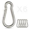 sprookber Stainless Steel Spring Snap Hook Carabiner - 304 Stainless Steel Caribeener Clips, Set of 6 view 1
