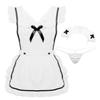 ACSUSS Womens French Maid Cosplay Costume Lingerie Set Apron with Hair Hoop and G-string Briefs White One Size view 3