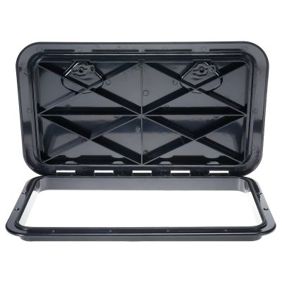 Amarine Made Boat Hatch 24" X 14", 180 Degree Lid Hinge Boat Deck Hatch, Marine Hatch with Non Slip Surface, Sturdy Construction Boat Access Hatch & Lid, Weatherproof and Easy to Install, Black