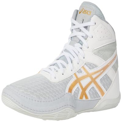 ASICS Kid's Matflex 6 Grade School Wrestling Shoes, 2.5 Big Kid, GLACIER GREY/PURE GOLD