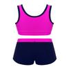 iiniim Kids Girls 2 Piece Athletic Sports Bra Tank Top with Shorts Tankini Swimsuit Summer Beach wear Bathing Suit Rose Red 3-4 view 2