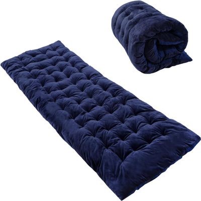 REDCAMP Folding Cot Pads for Sleeping Extra Thick, Soft Comfortable Velvet Cotton Camping Cot Mattress Pad for Backpacking Hiking, Blue 75x28 inches