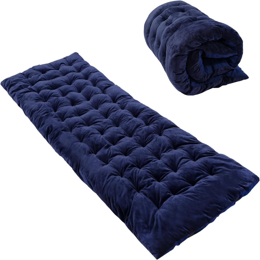 REDCAMP Folding Cot Pads for Sleeping Extra Thick, Soft Comfortable Velvet Cotton Camping Cot Mattress Pad for Backpacking Hiking, Blue 75x28 inches
