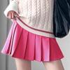 TONCHENGSD Women's High Waist Pleated Mini Skirt Skater Tennis Skirt (Rose red,L) view 3