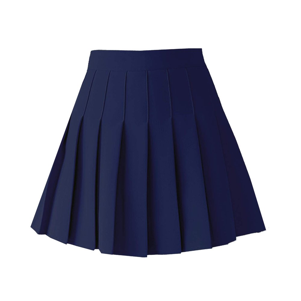 TONCHENGSD Women's High Waist Pleated Mini Skirt Skater Tennis Skirt (Navy Blue, XXL)