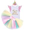 FMYFWY Baby Girls Unicorn Cake Smash 1st Birthday Princess Outfits Cotton Romper Rainbow Tutu Skirt Unicorn Headband Pink M view 1