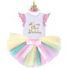 FMYFWY Baby Girls Unicorn Cake Smash 1st Birthday Princess Outfits Cotton Romper Rainbow Tutu Skirt Unicorn Headband Pink M view 2