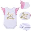 FMYFWY Baby Girls Unicorn Cake Smash 1st Birthday Princess Outfits Cotton Romper Rainbow Tutu Skirt Unicorn Headband Pink M view 3