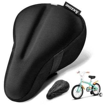 ANZOME Kids Gel Bike Seat Cushion Cover, 9"x6" Memory Foam Child Bike Seat Cover Extra Soft Small Bicycle Saddle Pad, Kids Bicycle Seat Cover with Water&Dust Resistant Cover