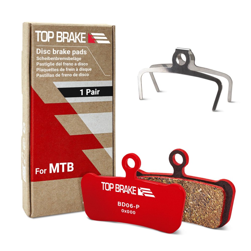 TOP BRAKE Disc Mountain Bike Brake Pads Compatible with SRAM G2,Guide R/RS/RSC/UltimateAVID Elixar 7/9/XO Trail | MTB, Downhill, Trail bikes| Ceramic Compound, Silent option, Performance version, Red
