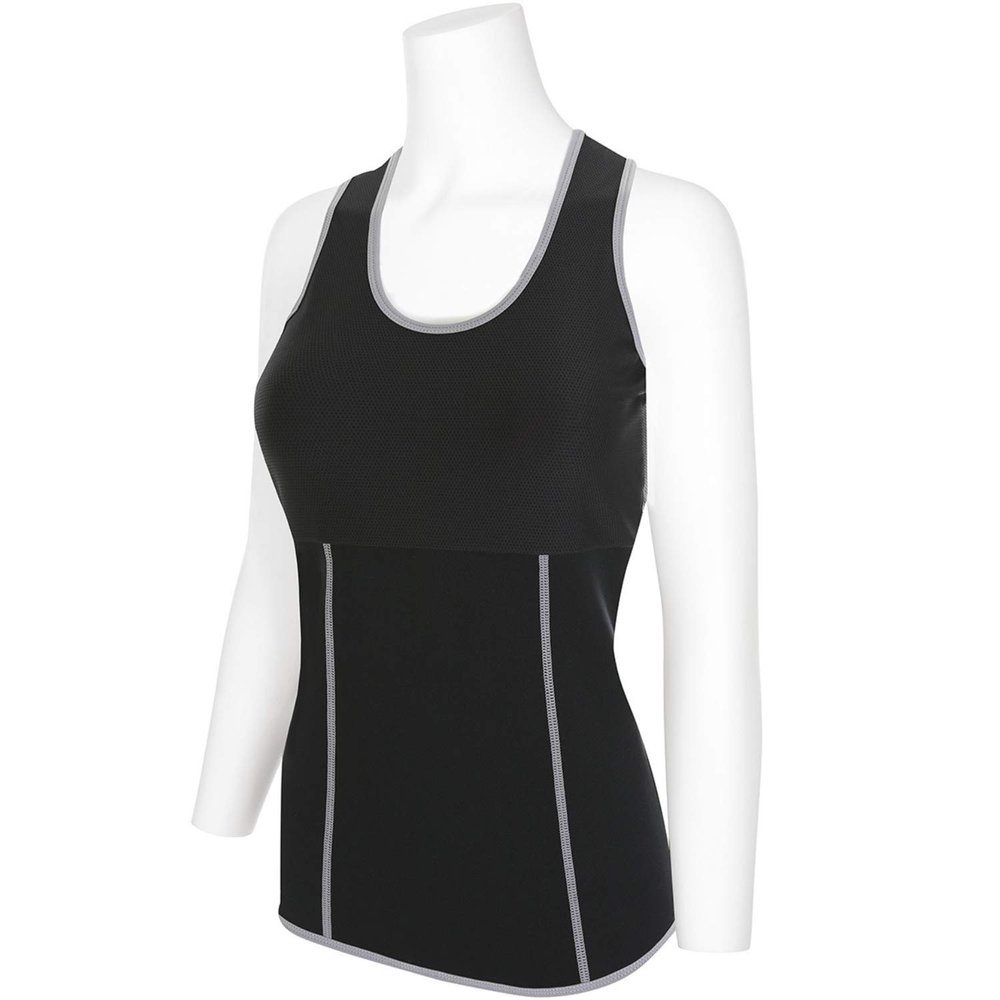 SaunaTek Women's Sauna Sweat Suit Paneled Tank Top for Exercise and Heat Training, Neoprene, Small