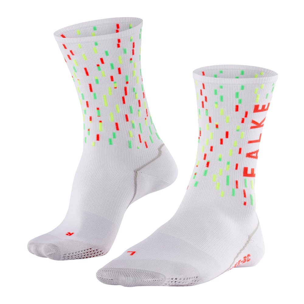 FALKE Unisex BC Impulse Peloton Cycling Socks, Breathable Quick Dry, Mid Calf, Ultra Thin Cushion, Lightweight, White (White 2007), 5-6, 1 Pair