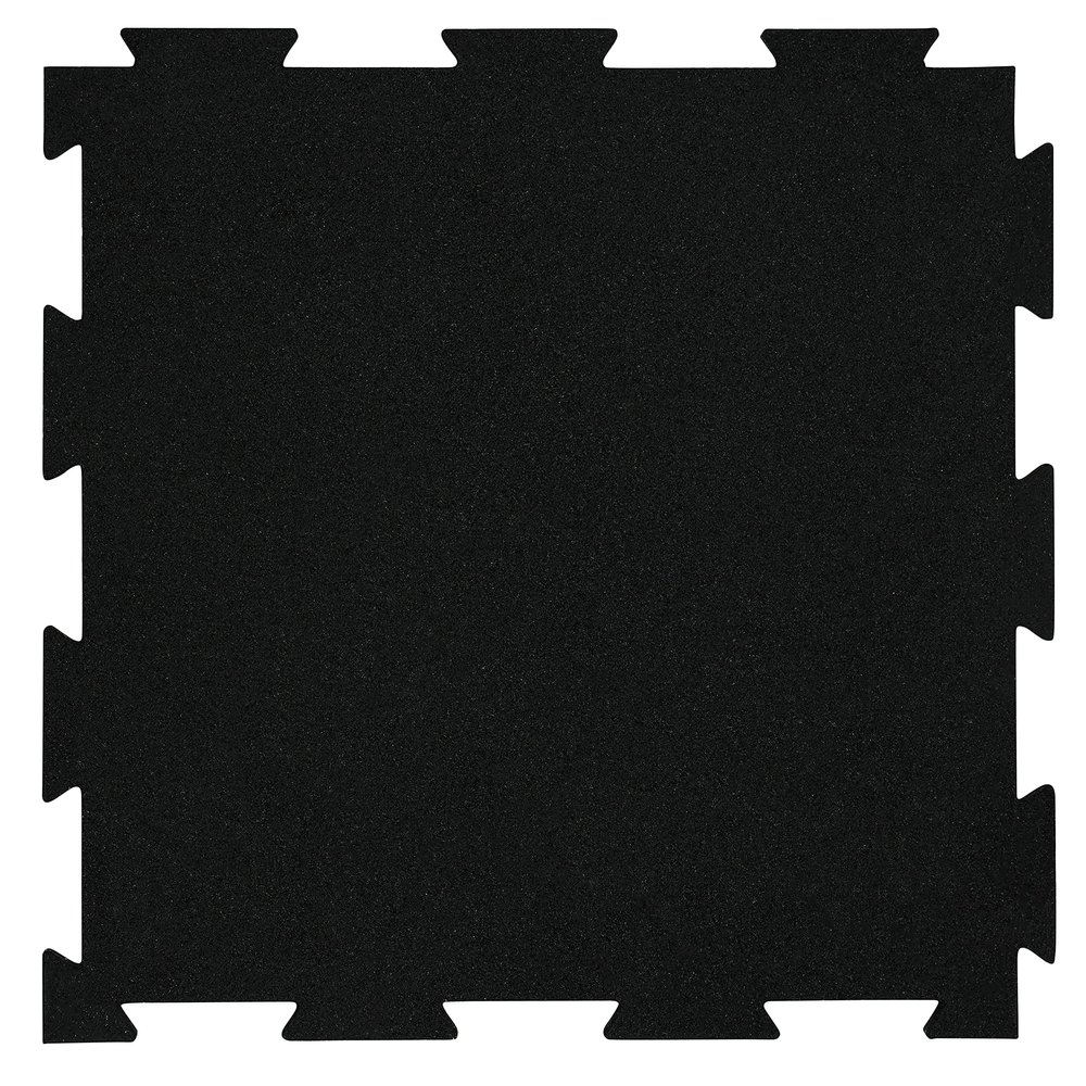 Playsafer Genaflex Lite Rubber 8mm Interlocking Tiles for Gym Flooring, Exercise Equipment, Exercise Areas - 20" X 20" (Black, 1 Tile - 2.7 Sq. Ft.)
