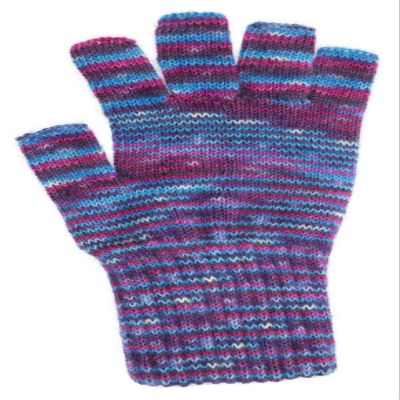 AndeanSun Darn Warm Alpaca Fingerless Gloves 2023 Updated US Sizing-Perfect Fit (Purple and Blue - 90% Alpaca, Medium)
