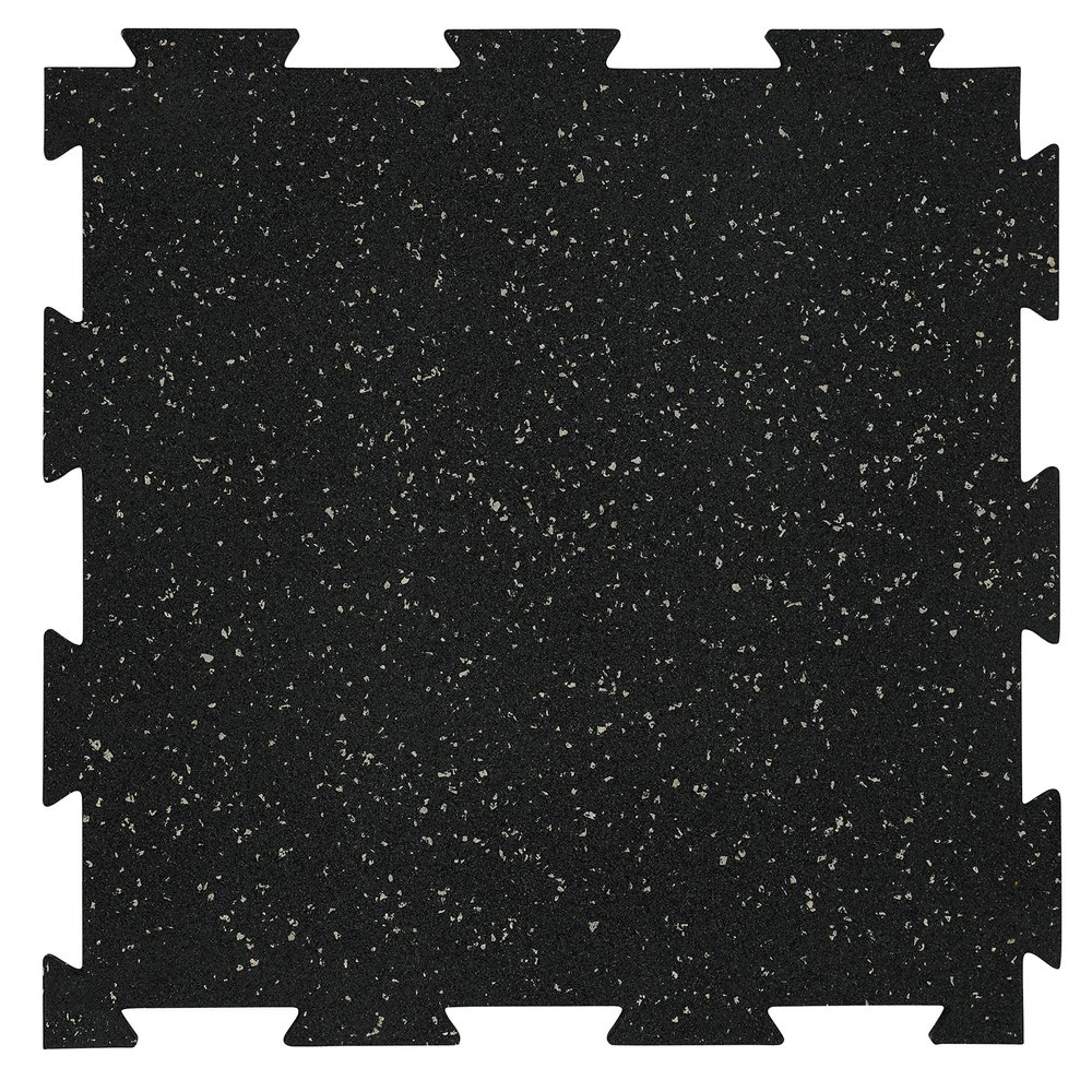 Playsafer Genaflex Lite Rubber 8mm Interlocking Tiles for Gym Flooring - Exercise Equipment, Exercise Areas - 20" X 20" (Grey/Black, 1 Tile - 2.7 Sq. Ft.)