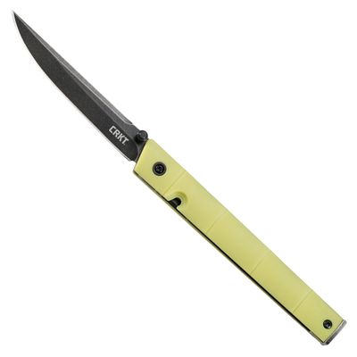 CRKT CEO Everyday Carry EDC Pocket Folding Knife with Liner Lock: Stainless Steel Plain Edge Blade, Glass-Reinforced Nylon Handle, Pocket Clip, 7096YGK