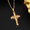 24k Gold Color Cross Orthodox Christianity Jewelry Church Cross Pendant Necklace view 2