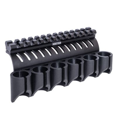 Monstrum Side Mounted 12 Gauge Shotgun Shell Holder with Picatinny Rail Mount for Drilled and Tapped Remington 870 Model Receivers