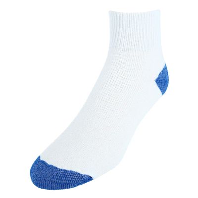 CTM Men's Cotton Blend Ankle Socks (4 Pair Pack), White with Royal Blue