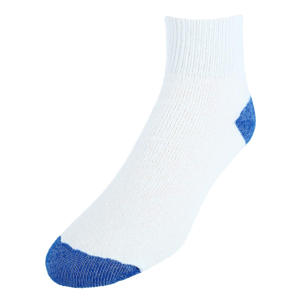 CTM Men's Cotton Blend Ankle Socks (4 Pair Pack), White with Royal Blue