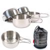 VALINK Folding Bowls Set 4Pcs/Set 650ml Stainless Steel Bowls, Portable Multi-Purpose Folding Combination Tableware Cooker Pot Set for Outdoor Picnic Camping Barbecue Travel view 1