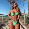 AIBEARTY Women's Sexy Metal Chain Strap Triangle Bikini Set 2 Piece Swimsuit Bathing Suit for Beach Party Festival (Green, Medium) view 3