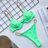 AIBEARTY Women's Sexy Metal Chain Strap Triangle Bikini Set 2 Piece Swimsuit Bathing Suit for Beach Party Festival (Green, Medium) view 4