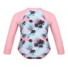FEESHOW Kids Baby Girls Floral Long Sleeve Rash Guard Swimsuit Shirt Tops UV Sun Protective Swimwear Bathing Suit Pink Palm 14 view 2