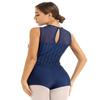 iiniim Adult Women Tank Biketards Short Unitards One Piece Boyshorts Leotard for Yoga Dance Gymnastic Navy_Blue M view 3