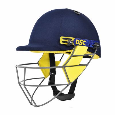 DSC Bouncer Cricket Helmet | Navy Blue | Size: Medium | for Men & Boys | Steel Grill | Adjustable Back Support Strap | Removable and Washable Sweatband | Lightweight