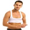 Hularka Men's Sleeveless Y-Back Muscle Half Tank Top Vest Tee Shirt Crop Top Sports T-Shirt White Large view 1