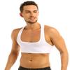 Hularka Men's Sleeveless Y-Back Muscle Half Tank Top Vest Tee Shirt Crop Top Sports T-Shirt White Large view 3