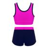 JEATHA Kids Girls Sleeveless Tank Top with Shorts Set Swimwear Swimsuit Splice Gymnastic Exercise Rash Guard Rose Red 3-4 view 2