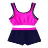 JEATHA Kids Girls Sleeveless Tank Top with Shorts Set Swimwear Swimsuit Splice Gymnastic Exercise Rash Guard Rose Red 3-4 view 4