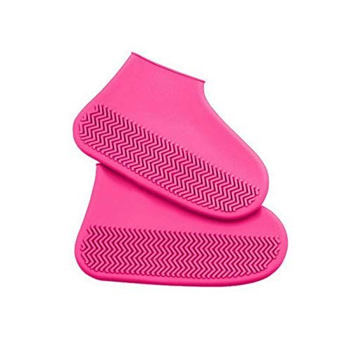 Waterproof Shoe Cover Silicone Water-resistan Unisex Shoes Protectors Rain Boots Overshoes (Medium, Pink)