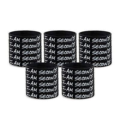 I Am Second 25-Pack Classic Regular/Adult Black Silicone Wristbands