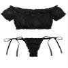 Avidlove Womens Sexy Ruffle Lingerie Set Off Shoulder Baby Doll Teddy Outfit Bra an Pantie Nightie Black S view 1