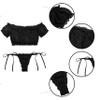 Avidlove Womens Sexy Ruffle Lingerie Set Off Shoulder Baby Doll Teddy Outfit Bra an Pantie Nightie Black S view 3