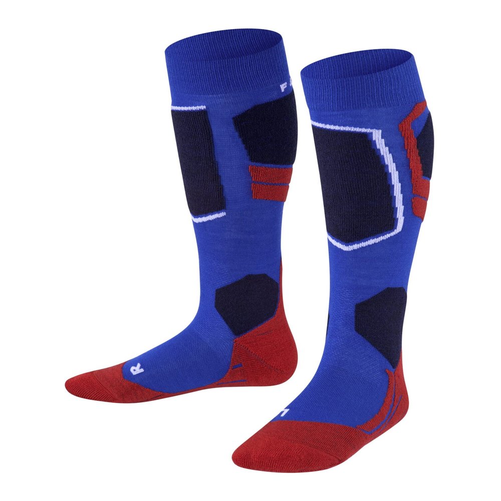 FALKE Unisex-Child SK4 Skiing Socks, Merino Wool, Blue (Olympic 6940), US 13-3.5 (7-9 years  31-34), 1 Pair