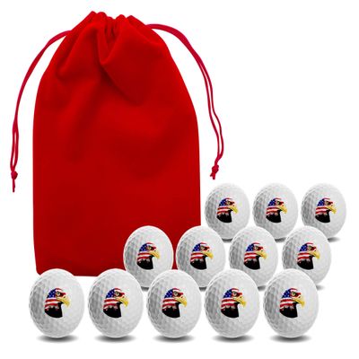 Clip Wipes USA American Flag Golf Balls with Red Accessories Pouch (12PK-Eagle)