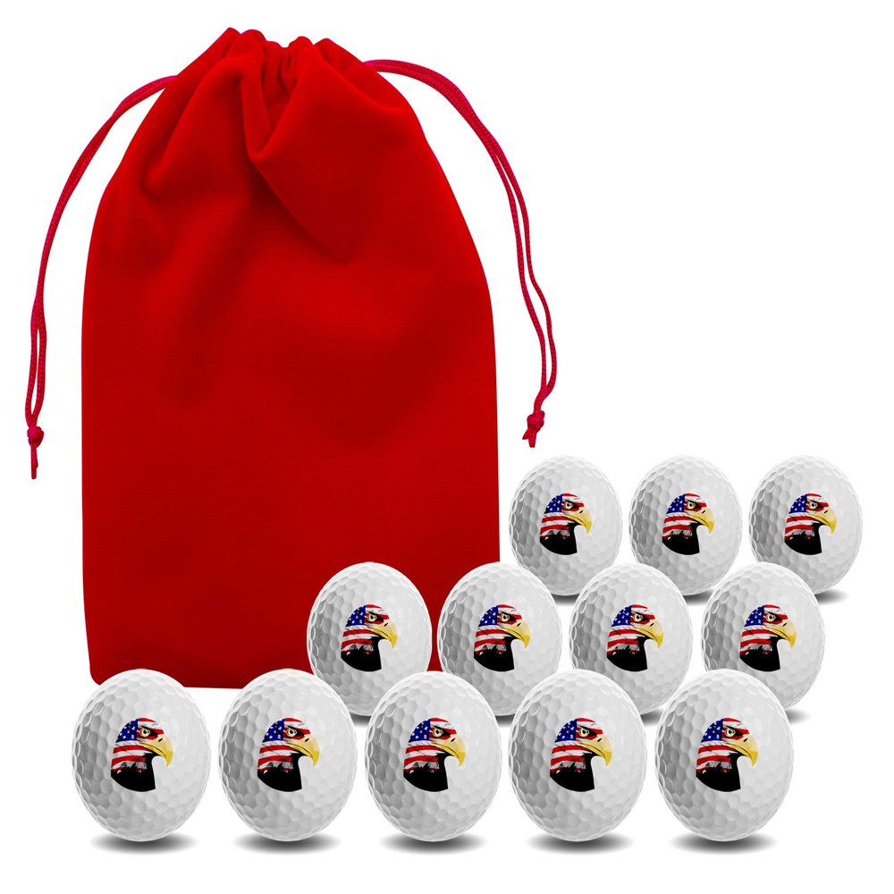 Clip Wipes USA American Flag Golf Balls with Red Accessories Pouch (12PK-Eagle)