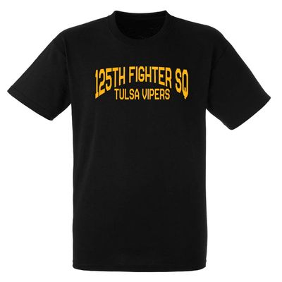 125th Fighter Squadron Tulsa Vipers Short Sleeve Tee Shirt - Large Black