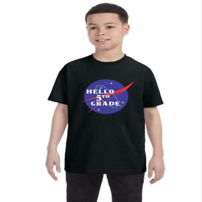 ALLNTRENDS Kids Youth T Shirt Hello 2nd 3rd 5th Grade Spaceship Kids Graduation Shirts (L, Grade 5)