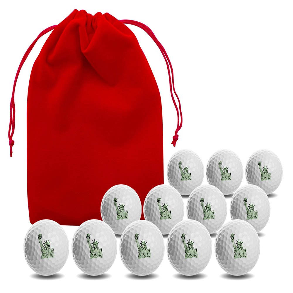Clip Wipes USA American Flag Golf Balls with Red Accessories Pouch (12PK-Liberty)