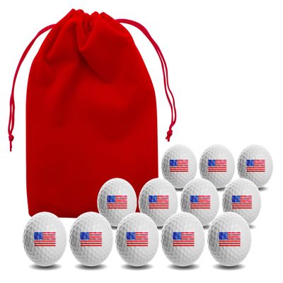 Clip Wipes USA American Flag Golf Balls with Red Accessories Pouch (12PK-Flag)