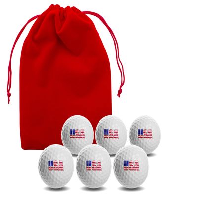 Clip Wipes USA American Flag Golf Balls with Red Accessories Pouch (6PK-USA)