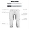 Alleson Athletic Men's Crush Premier Braided Baseball Pant, White/Royal, XX-Large view 4