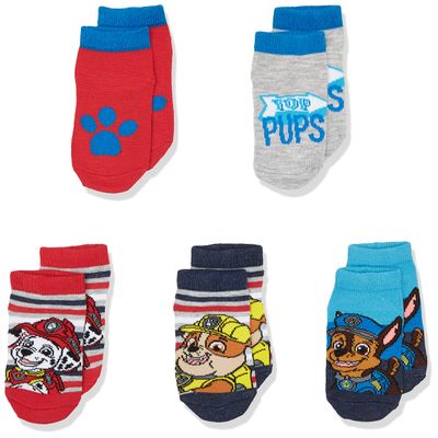 Nickelodeon boys Paw Patrol 5 Pack Shorty Casual Sock, Red Blue Multi, Shoe Size 4-8 US